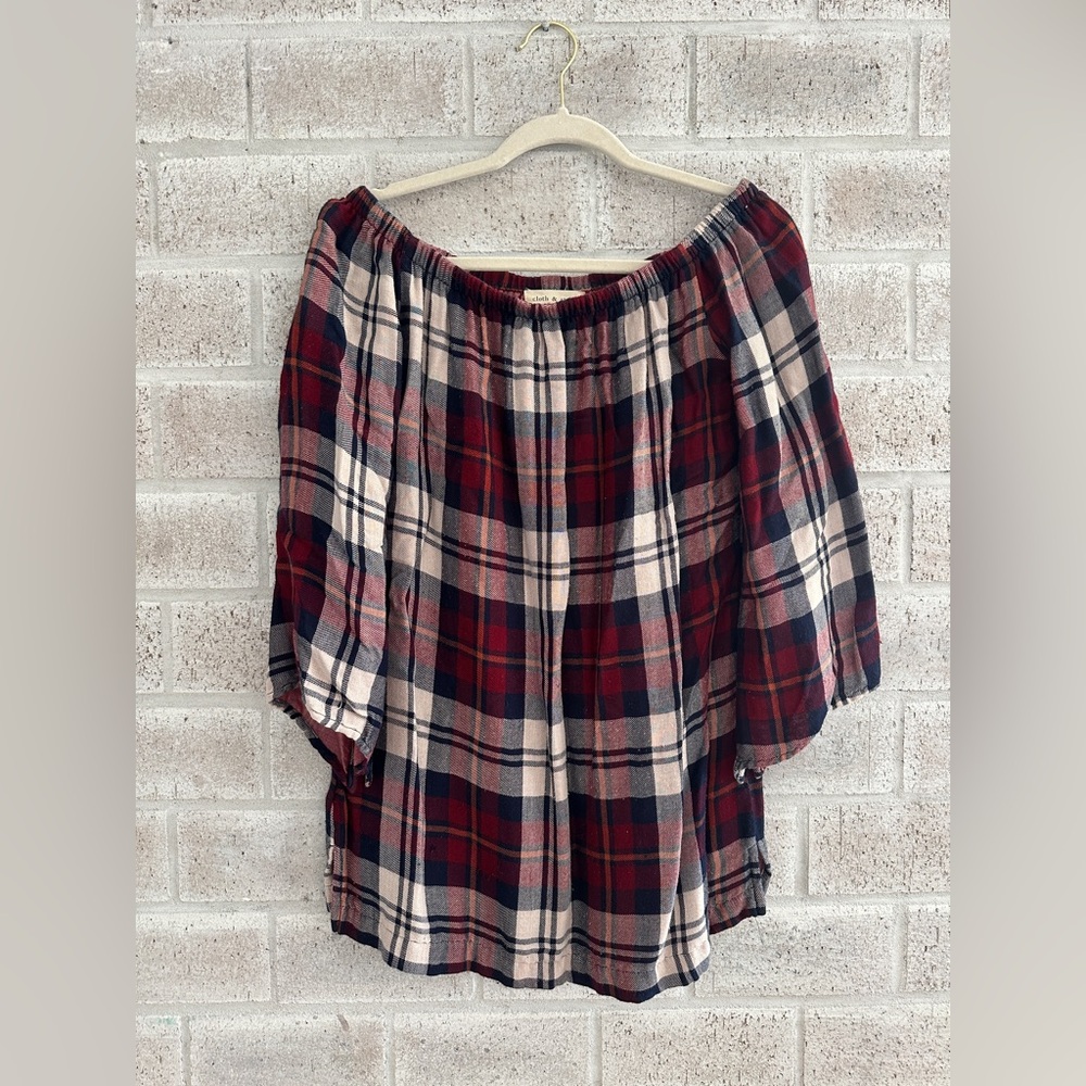 Anthropologie / Cloth & Stone / off the shoulder flannel top - Picture 2 of 6